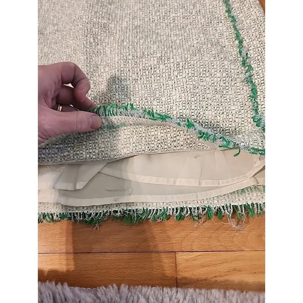 J. Crew Skirt Womens 4 Wool Blend Woven Multicolor w/ Green Trim Mini Short